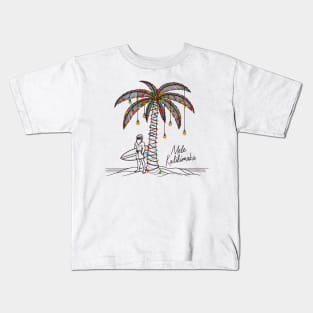 Mele Kalikimaka Hawaiian Christmas In July Hawaii Santa Kids T-Shirt